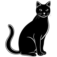 Cat vector silhouette black design white background