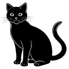Cat vector silhouette black design white background
