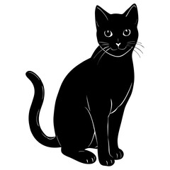 Cat vector silhouette black design white background
