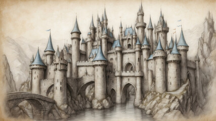 Fototapeta premium Old Buildings Illustration, Isometric Building Illustration,