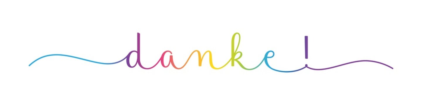 DANKE! (THANK YOU! in German) colorful brush calligraphy banner on transparent background