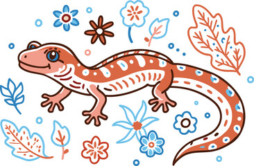 Beautiful Newt with white background
