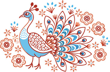 Obraz premium Beautiful Peacock with white background