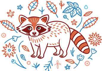 Obraz premium Beautiful Raccoon with white background