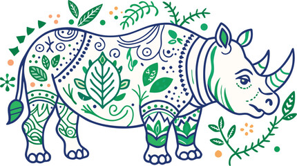 Beautiful Rhino with white background