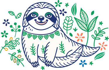 Beautiful Sloth with white background