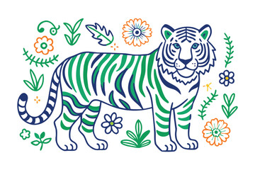 vector illustration of an abstract tiger