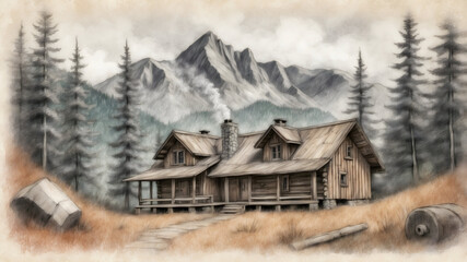 Old Abandoned Factory, Old Buildings Illustration, 