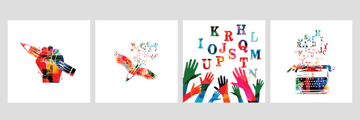 Education and learning concept. Blogging and copywriting vector illustration