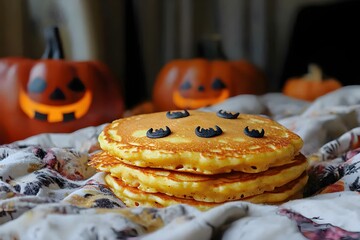 "Stack of Colorful Pancakes on Table"