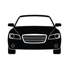 Black car silhouette from the front view.