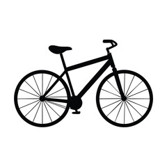 Black bicycle silhouette on white background.