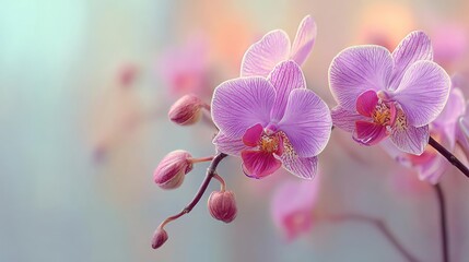 Orchid mood for floral echo concept. Beautiful pink orchids add elegance to any floral arrangement.