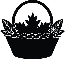  classic fall basket silhouette vector illustration