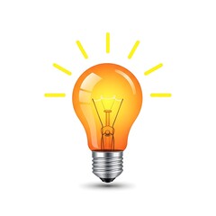 Glowing Light Bulb Illustration Symbolizing Idea Innovation and Creativity on White Background