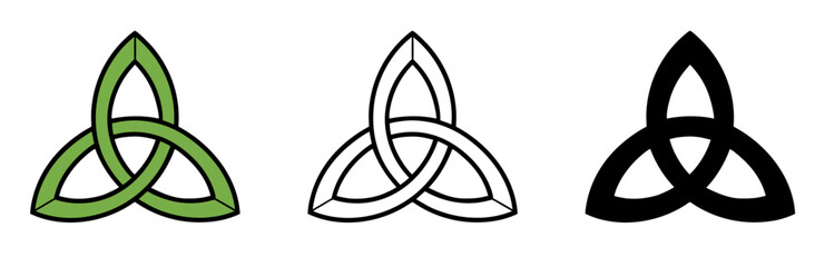 Celtic Trinity Knot vector set in green and black