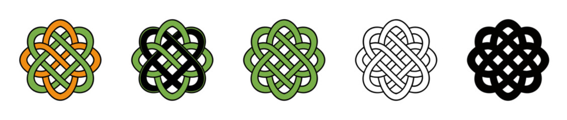 Celtic knot vector illustration pack in traditional colors and monochrome, timeless and intricate patterns