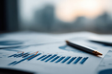 ai meticulously analyzes financial data on clean minimalistic background emphasizing financial reports