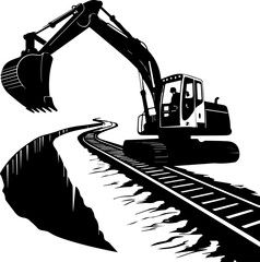 Construction Workers on Scaffolding Silhouettes - Building and Teamwork