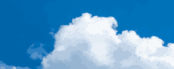 Obraz premium Blue sky with white clouds, summer cloudy clear sky background, heaven watercolor imitation