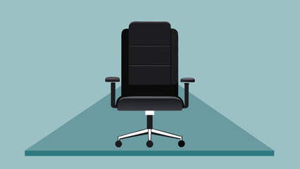 Office chair and desk setup with black leather armchair in a modern office interior