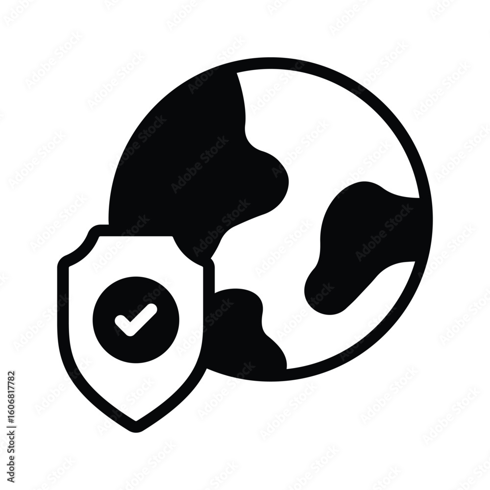 Wall mural visually appealing glyph icon of protected secure web