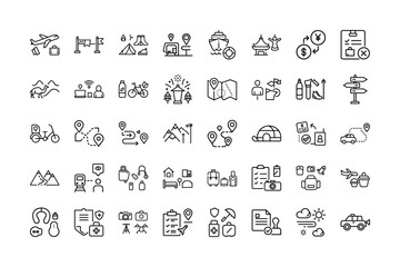 Travel and Navigation Icon Set for GPS, Adventure and Location Apps