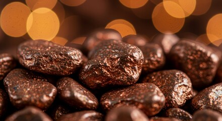 Fototapeta premium Close-up of raw copper nuggets and ore