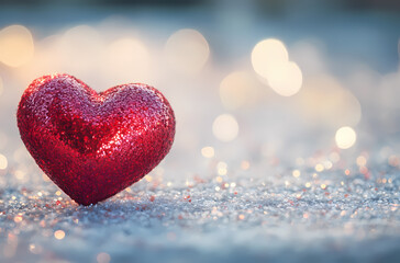 Obraz premium A Sparkling Red Heart Representing Love and Connection