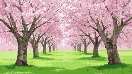 Bloom Drift Cherry blossom tree isolated watercolor vector illustration svg