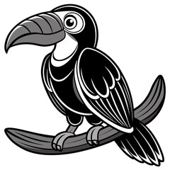 Obraz premium Cute and colorful cartoon illustration of a toucan character.