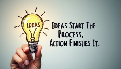 Creative Light Bulb with Hand Illustrating Ideas and Action Process