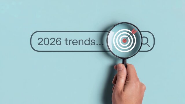 Discovering future business insights by analyzing 2026 trends with a magnifying glass