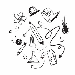 Science Lab Doodle Icons &ndash; Hand-Drawn Chemistry and Physics Elements