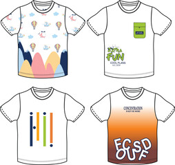boys kids fashion t shirt print illustrations vector art