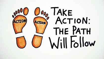 Footprints with Motivational Message to Encourage Personal Action