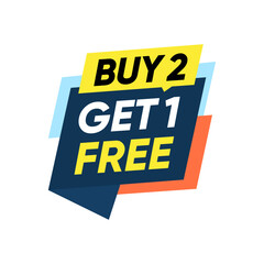 Buy 2 Get 1 Free Offer Banner Label Vector Design