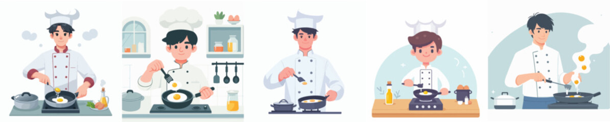 chef character vector cooking eggs