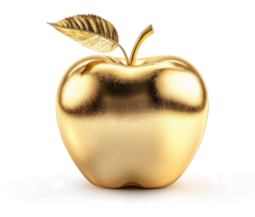  golden apple icon isolated on a transparent background