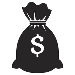 Money Bag Sillouette Vector Isloated On White Background