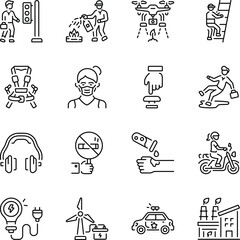 Set of Protection Line Style Icons 

