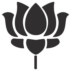 Lotus Flower Sillouette Vector Isloated On White Background