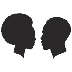 Mand and Girl Sillouette Vector Isloated On White Background
