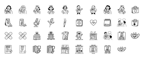 vector illustration of a set of medical icons