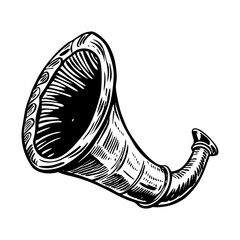 A vintage style illustration showing horn call