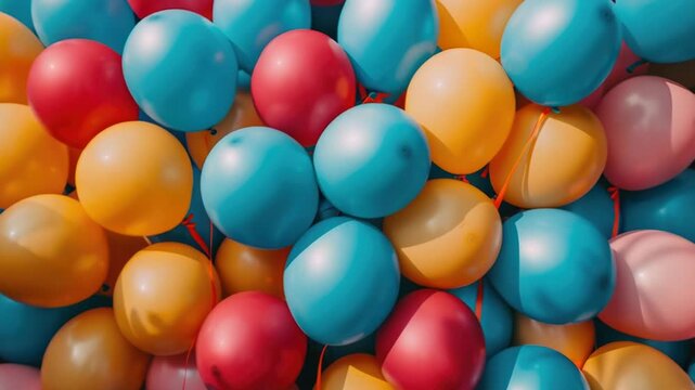 A bunch of colorful balloons are floating in the air, perfect for a festive or celebratory scene