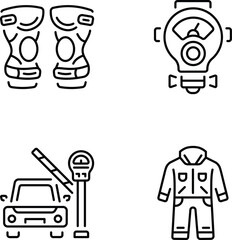 Set of Safety Art Outline Style Icons 


