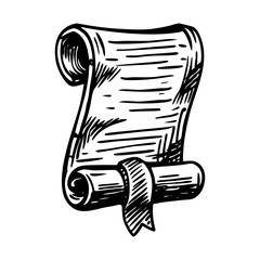 A vintage style illustration showing scroll letter