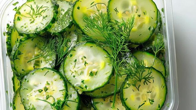 Refreshing cucumber salad made with dill and herbs for a healthy side dish recipe