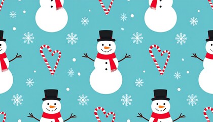 Festive snowman pattern on a teal background